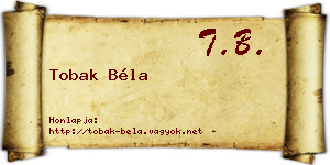 Tobak Béla névjegykártya